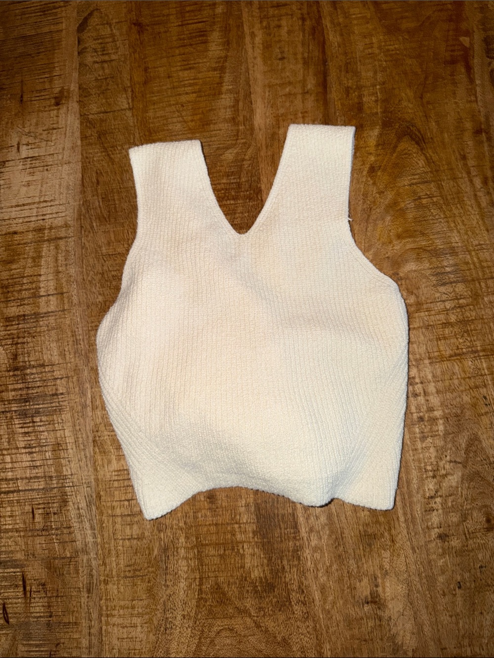 A.L.C. Cream Knit V-Neck Crop Top